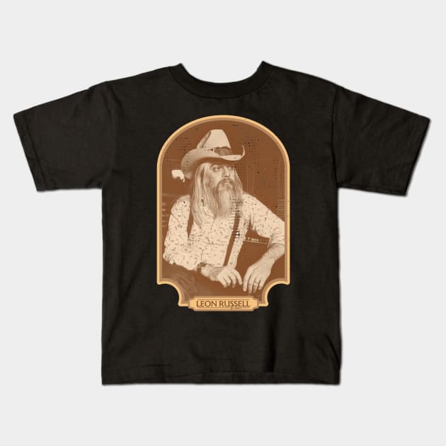 Leon Russell Sepia Tribute Kids T-Shirt by darklordpug